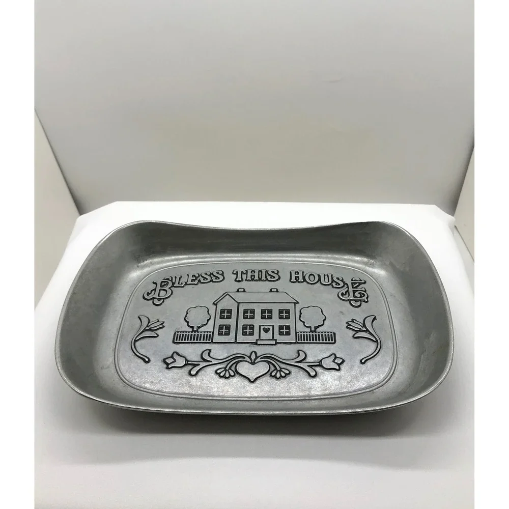 Wilton Armetale Bless This House Bread Tray Pewter Style Serving Dish 601013